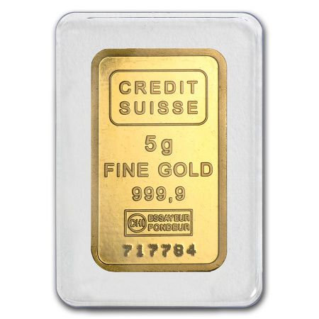 Credit Suisse Barra 5 gramos Oro Puro .9999