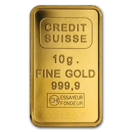 Credit Suisse Barra 10 gramos Oro Puro .9999